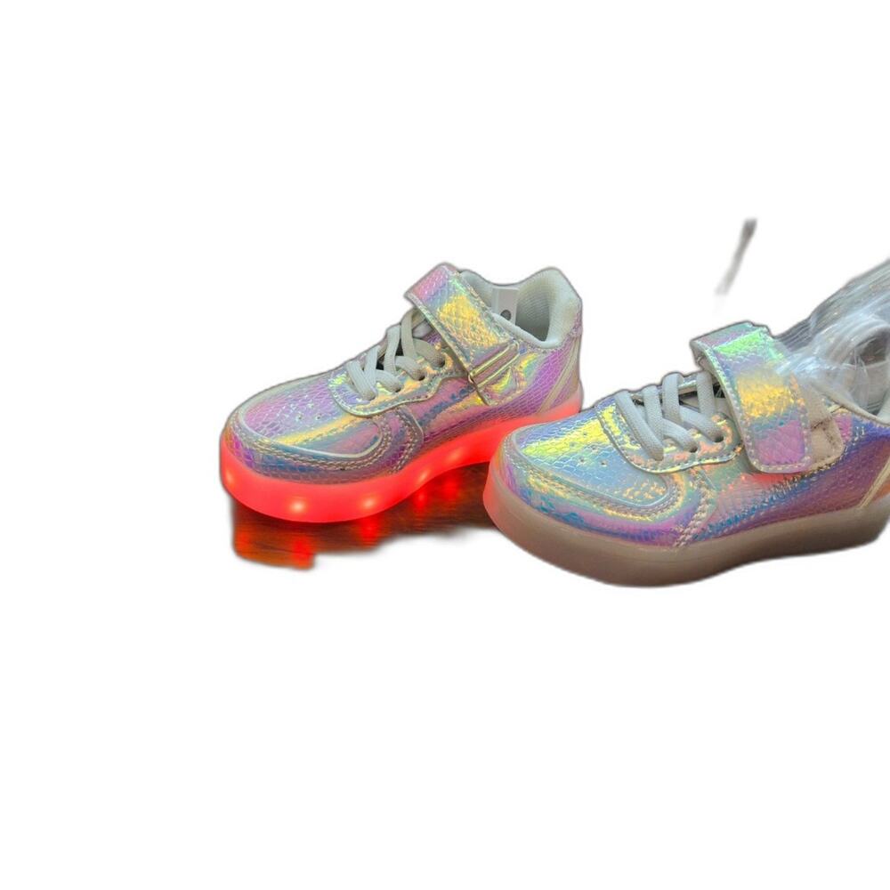 Kids Holographic LED Light up MULTICOLORED Sneakers Size 10. NEW